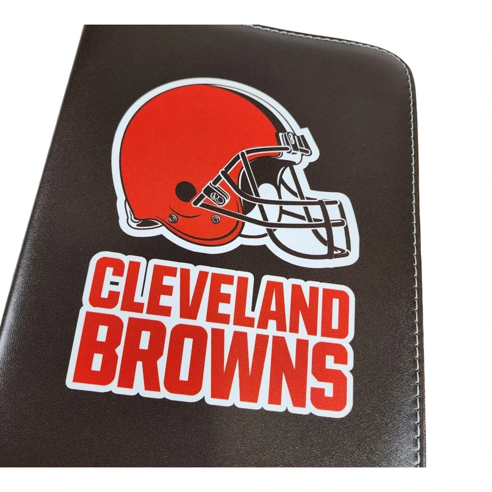 Cleveland Browns NFL‎ Trading Card Binder Zippered Faux Leather 4-Pocket Sleeves